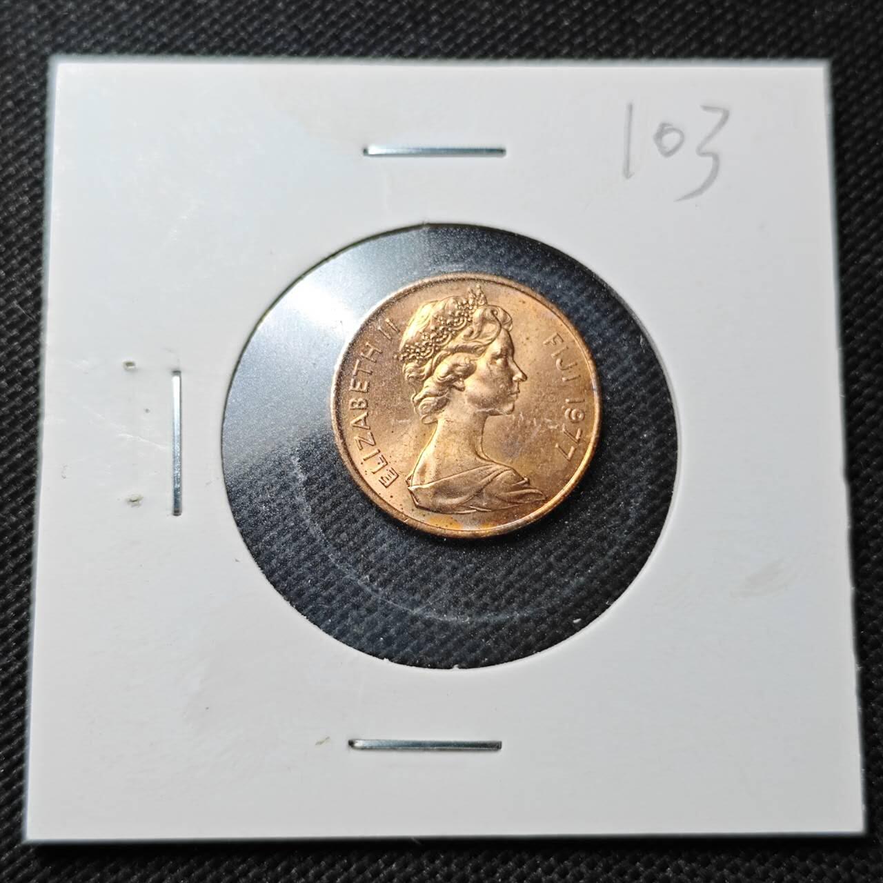 KK钱币收藏小铺  纪念币专场  2月预留时间 周末发货  1977斐济1分农粮纪念币 好品铜币