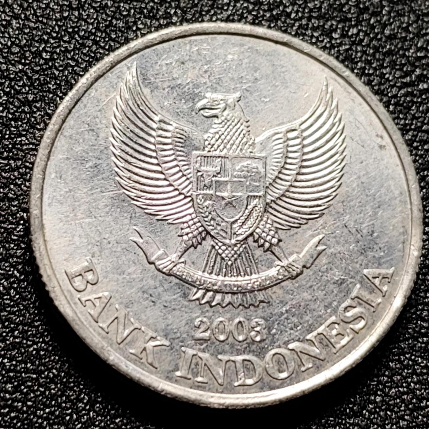 泉币菌-第112场-精品福利场 印度尼西亚500盾 鹰徽 花卉 27mm 铝币