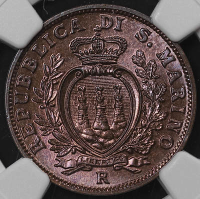 修遠堂世界钱币第九十期 - NGC MS64RB 1938年圣马力诺10分铜币