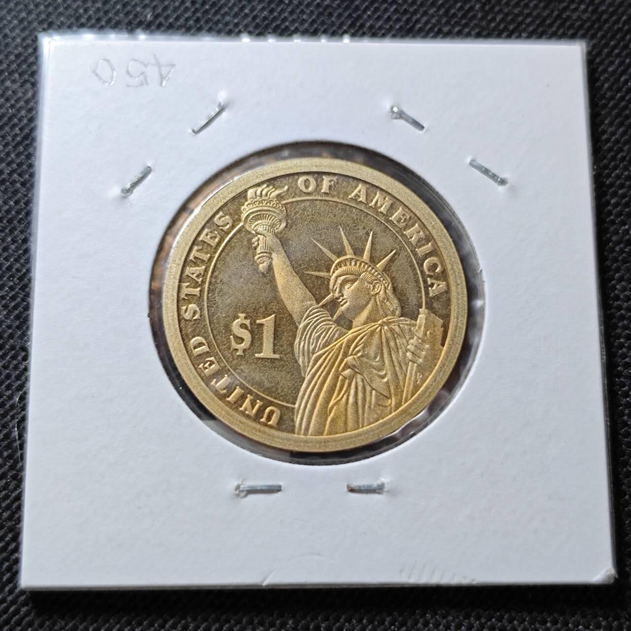 KK钱币收藏小铺  纪念币专场  2月预留时间 周末发货       2012美国第23届总统1元纪念币 精制币