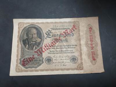 博彦收藏  11月5日 8点钱币专场 - 1922 德国1000马克改值10亿 流通品