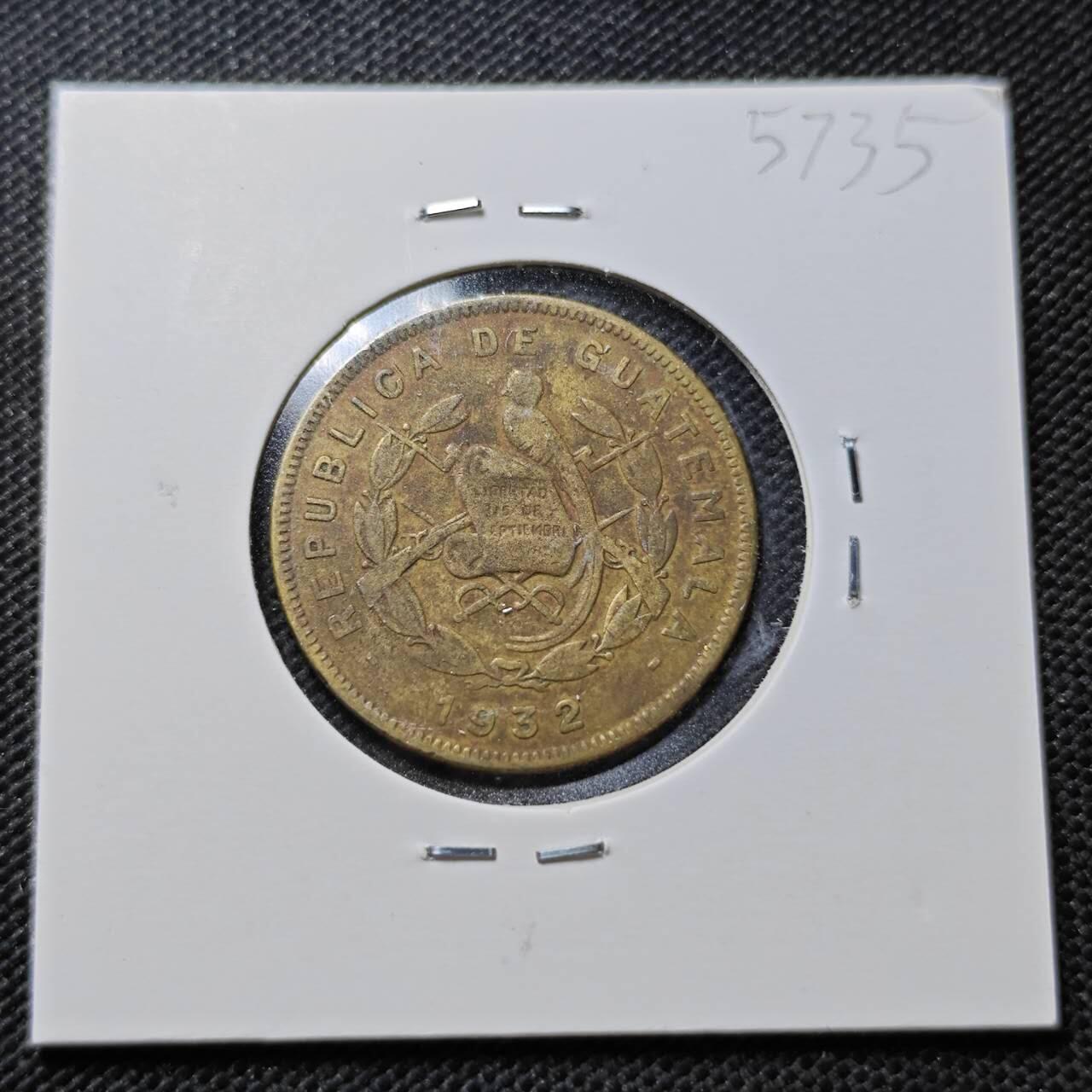 KK钱币收藏小铺  第357场  2月预留时间 周末发货  1932危地马拉2分铜币