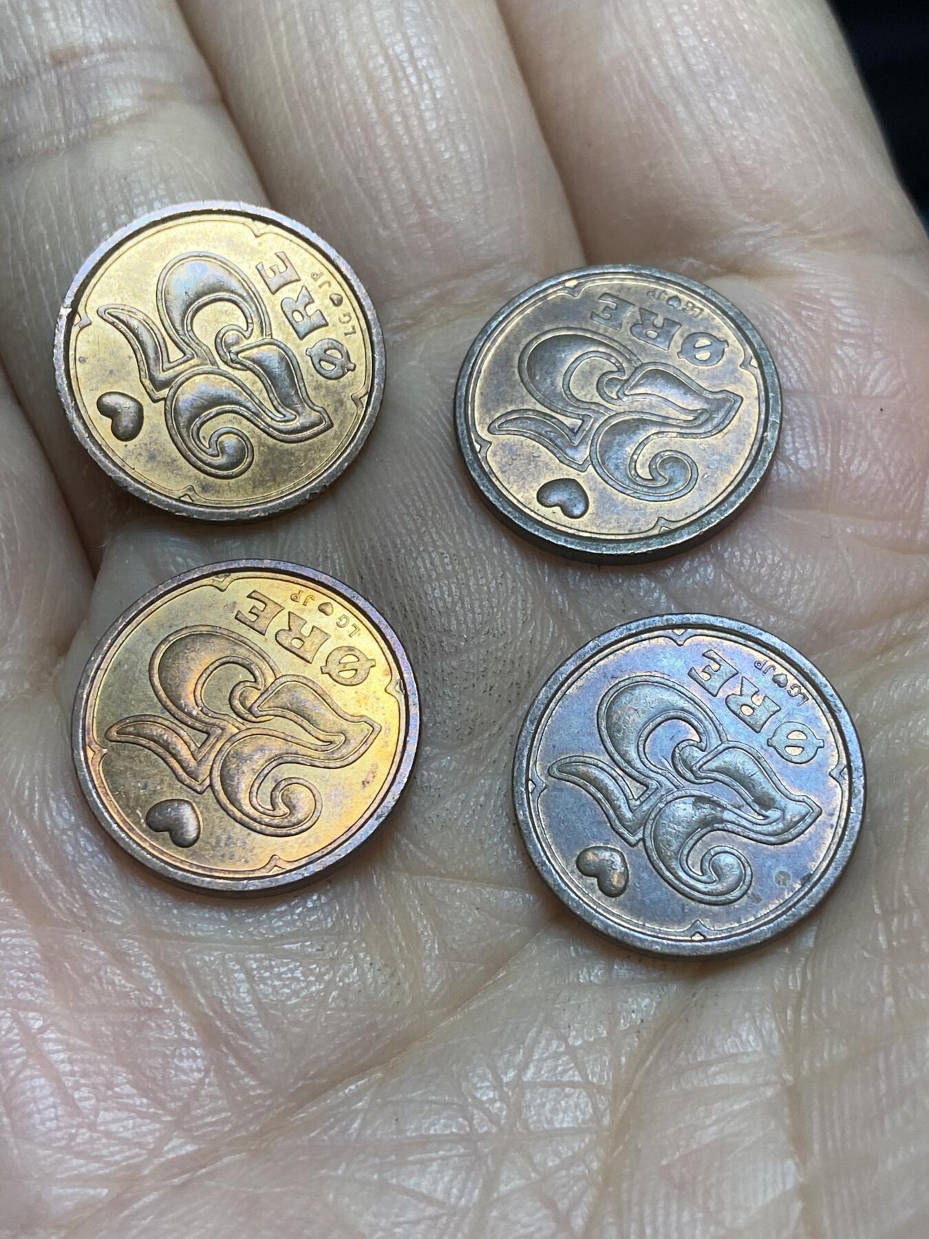 2025年第一百一十五场(总第一百四十一场）外国好品散币(免佣金) 丹麦🇩🇰25欧尔4枚：1990年91年94年