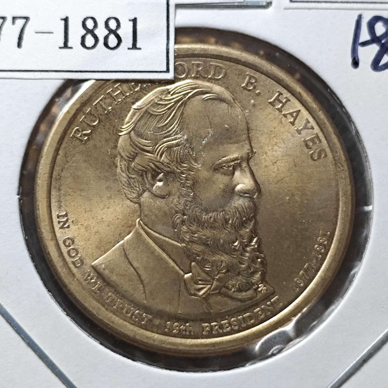 KK钱币收藏小铺  纪念币专场  2月预留时间 周末发货      2011美国第19届总统1元纪念币 