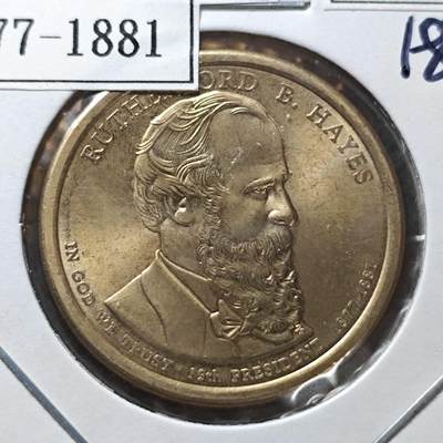 KK钱币收藏小铺  纪念币专场  2月预留时间 周末发货 -      2011美国第19届总统1元纪念币 