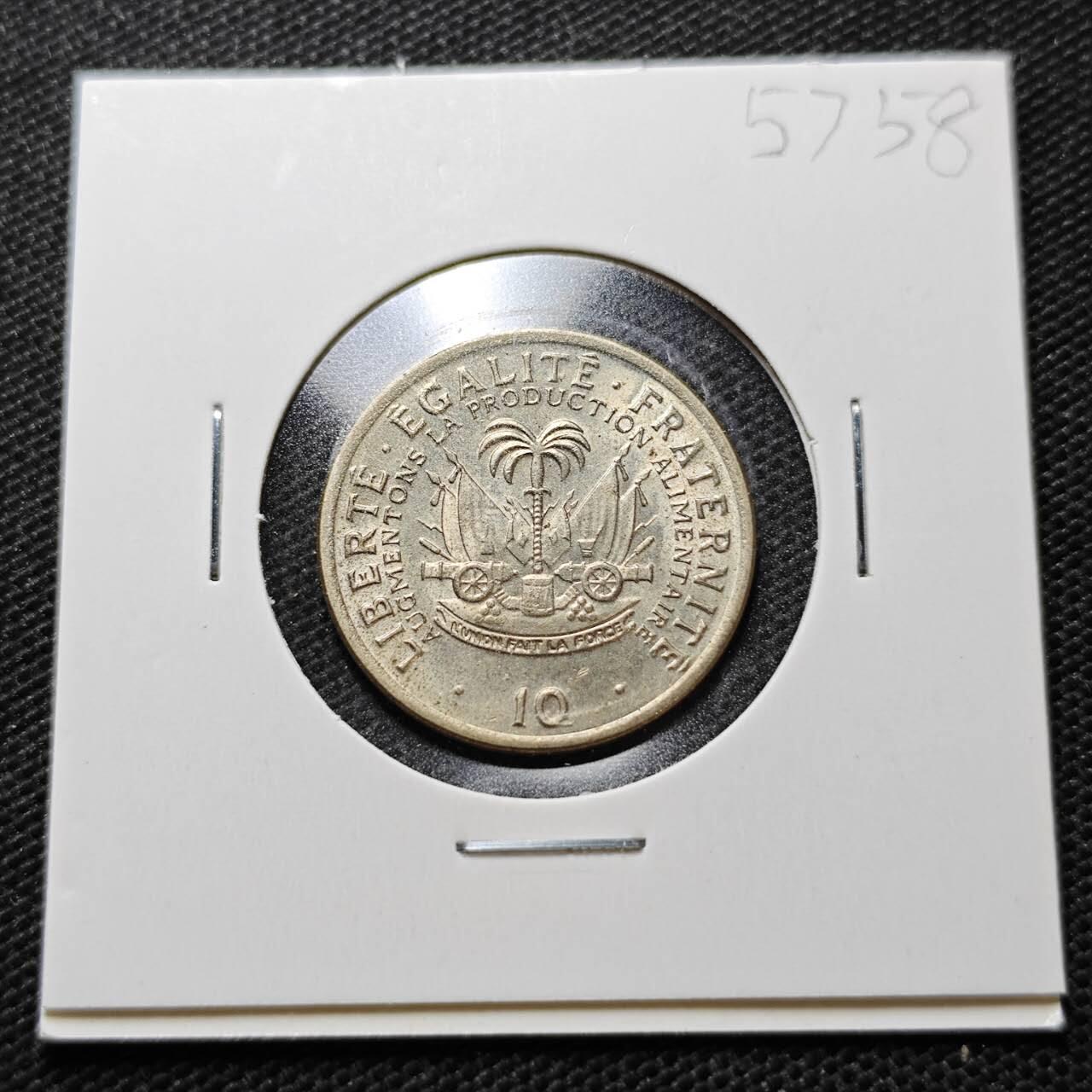 KK钱币收藏小铺  第357场  2月预留时间 周末发货 1975海地10分 