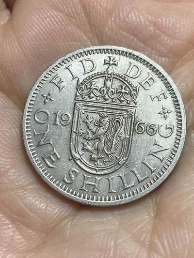 2025年第一百一十五场(总第一百四十一场）外国好品散币(免佣金) - 英国🇬🇧1966年1先令(伊丽莎白二世青年桂冠，苏格兰盾徽版，第二版)
