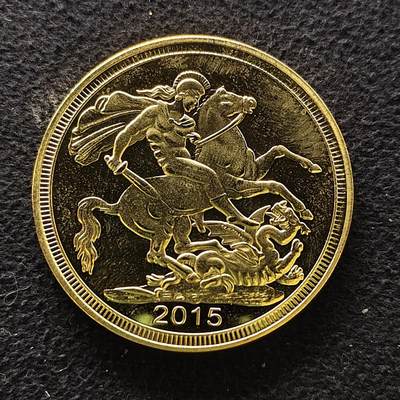 【全场包邮】纯粹捡漏拍470场（免费代拍第7场） - 【纪念章】英国2015年马剑精制镀金克朗型纪念章