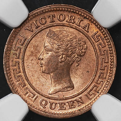 修遠堂世界钱币第九十期 - NGC MS64RB 1898年英属锡兰1/4分铜币