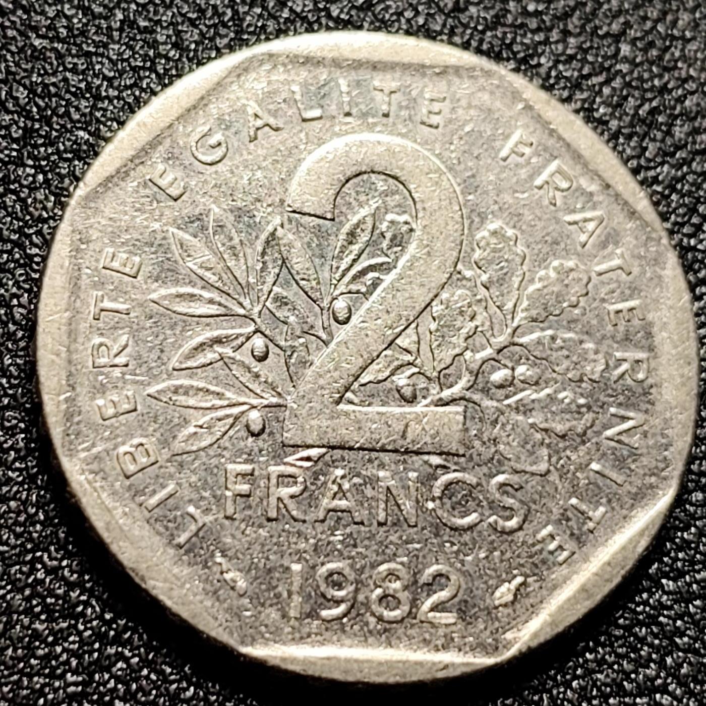 泉币菌-第112场-精品福利场 法国早期（1982年）2法郎镍币 26mm 播种女神 入欧前 末版 绝版币