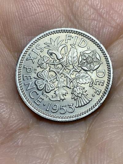 2025年第一百一十五场(总第一百四十一场）外国好品散币(免佣金) - 英国🇬🇧1953单年份6便士(伊丽莎白二世加冕年，第一版)