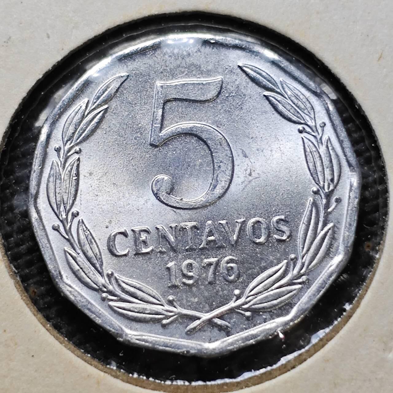 KK钱币收藏小铺  第357场  2月预留时间 周末发货 1976智利5分 拆卷品