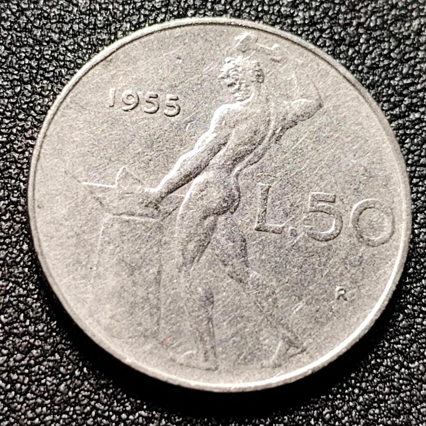 泉币菌-第112场-精品福利场 意大利 1955年 50里拉 锻冶之神 伍尔坎 24mm