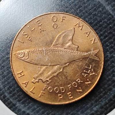 KK钱币收藏小铺  纪念币专场  2月预留时间 周末发货 -  1977马恩岛半便士铜币 好品