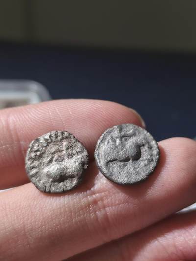 星盘世界钱币十一月五日古典币专场 - 两枚印度斯基泰阿泽斯二世地方版铜银合金一德拉克马，这种品相好的很少