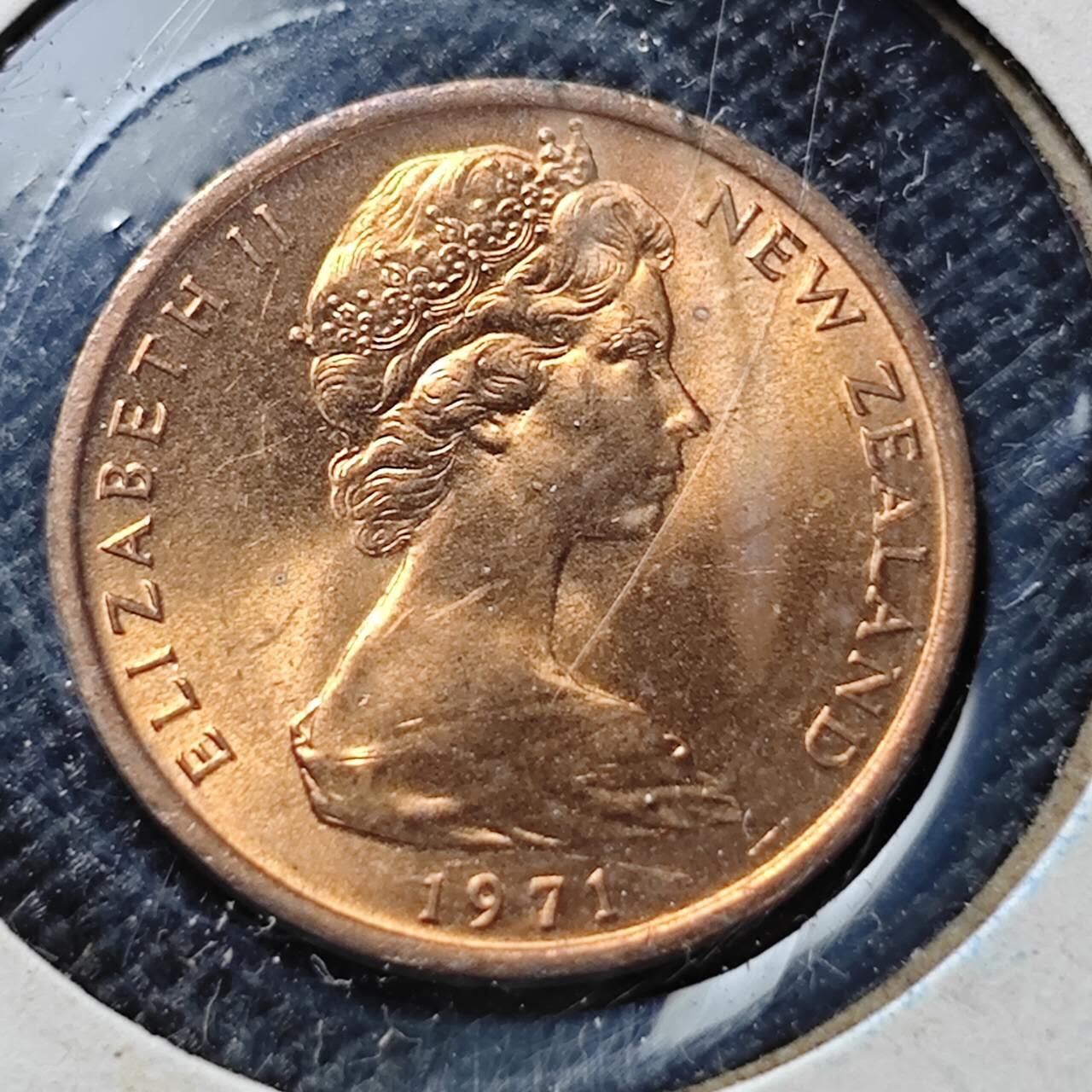 KK钱币收藏小铺  第357场  2月预留时间 周末发货 1971新西兰1分 好品铜币