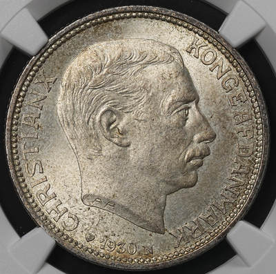 修遠堂世界钱币第九十期 - NGC MS65 1930年丹麦国王60大寿纪念2克朗银币