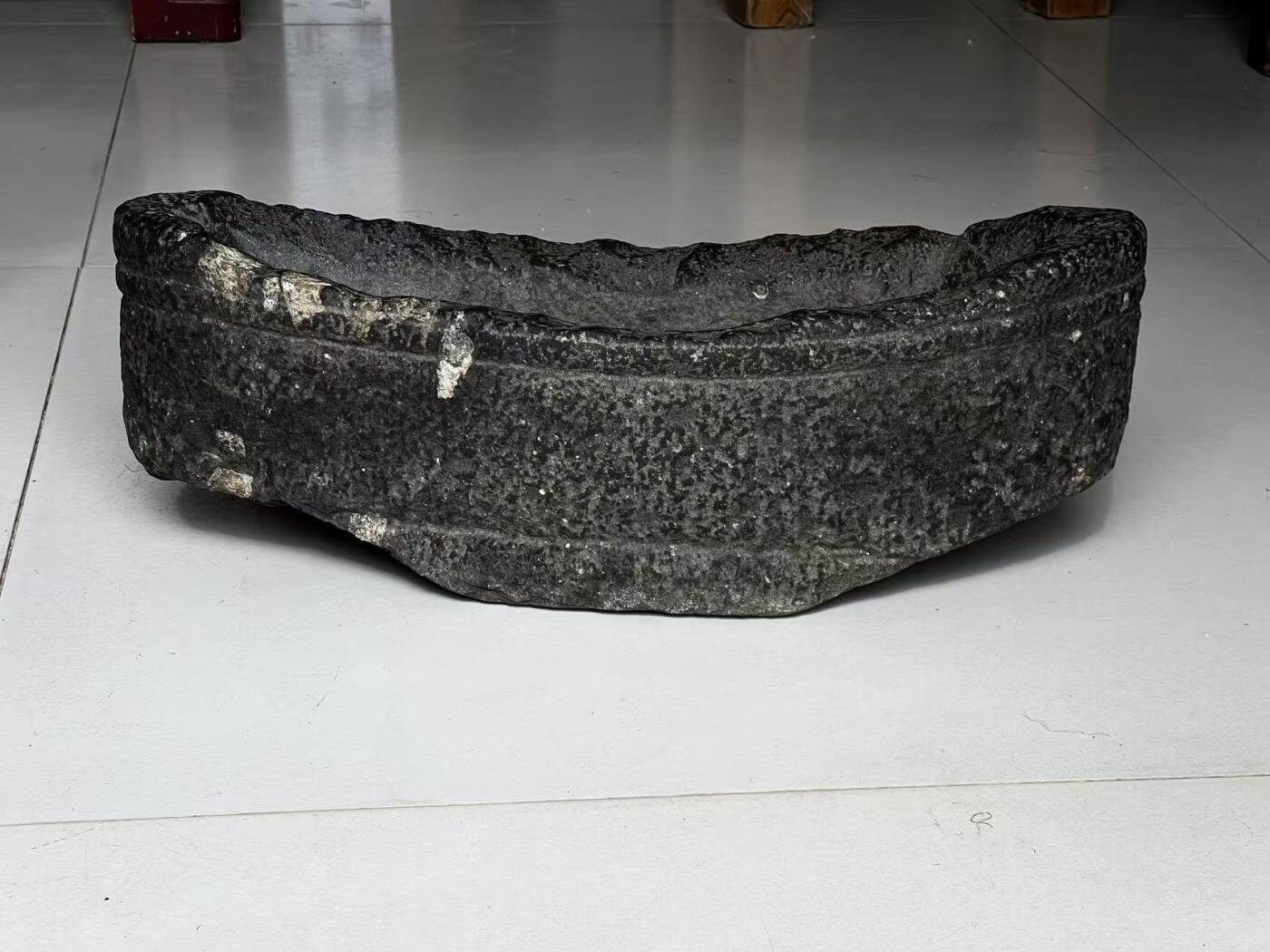 明代黑青石元寶盆：全品包老50/18/18