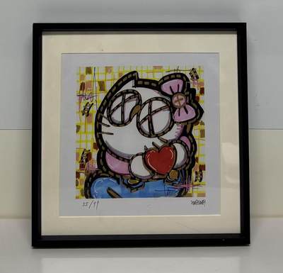 零元拍：歪歪亲笔签名 OWSON 系列作品装饰画《hello Kitty》，已做装裱 合金相框尺寸25/25CM。因展品出展，镜框或亚克力可能有轻微划痕，介意勿拍 - 零元拍：歪歪亲笔签名 OWSON 系列作品装饰画《hello Kitty》，已做装裱 合金相框尺寸25/25CM。因展品出展，镜框或亚克力可能有轻微划痕，介意勿拍