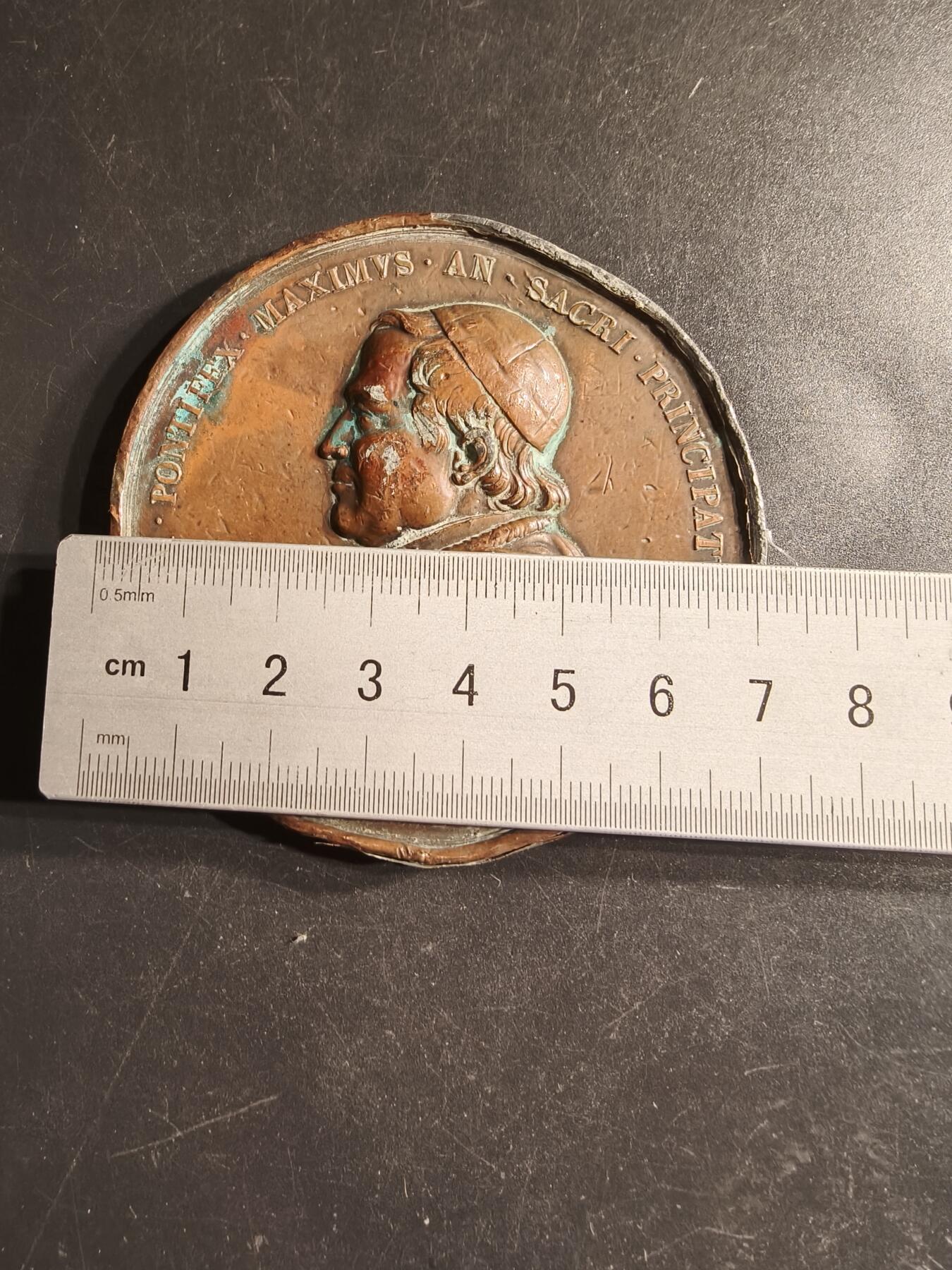 老王徽章第158期 罗马教宗庇护九世大铜章    直径72mm.   重量178.8g