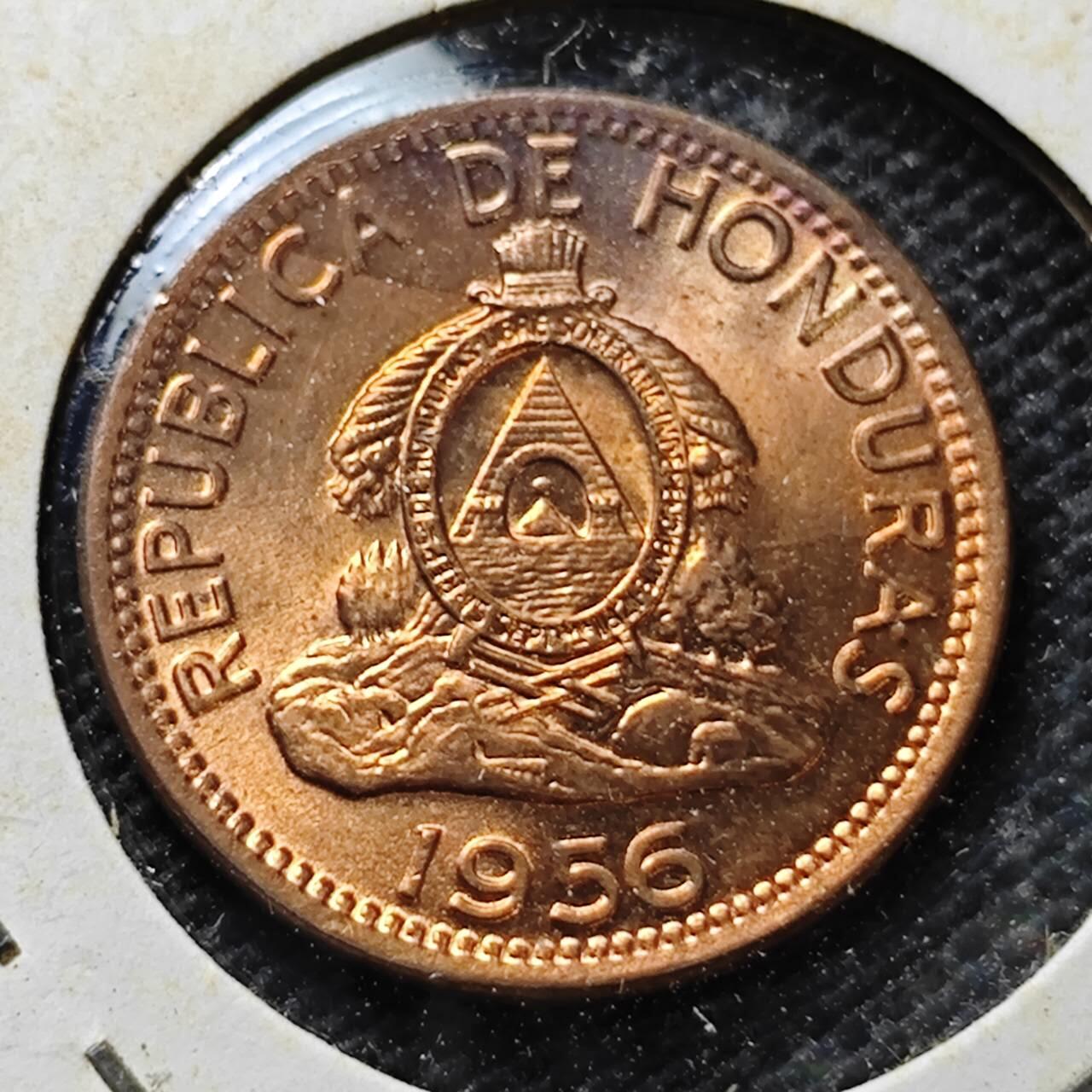 KK钱币收藏小铺  第357场  2月预留时间 周末发货  1956洪都拉斯2分铜币 好品