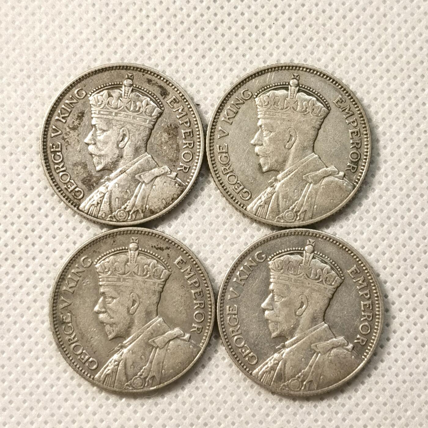 甄臻铺-世界币章拍卖（第36期），送拍享返佣金等优惠多多 斐济1934年1先令银币4枚一组 乔治五世