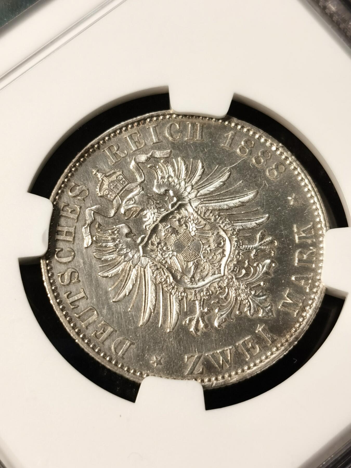 甄臻铺-世界币章拍卖（第36期），送拍享返佣金等优惠多多 NGC- UNCD 1888A 普鲁士德国 弗里德里希三世2马克银币