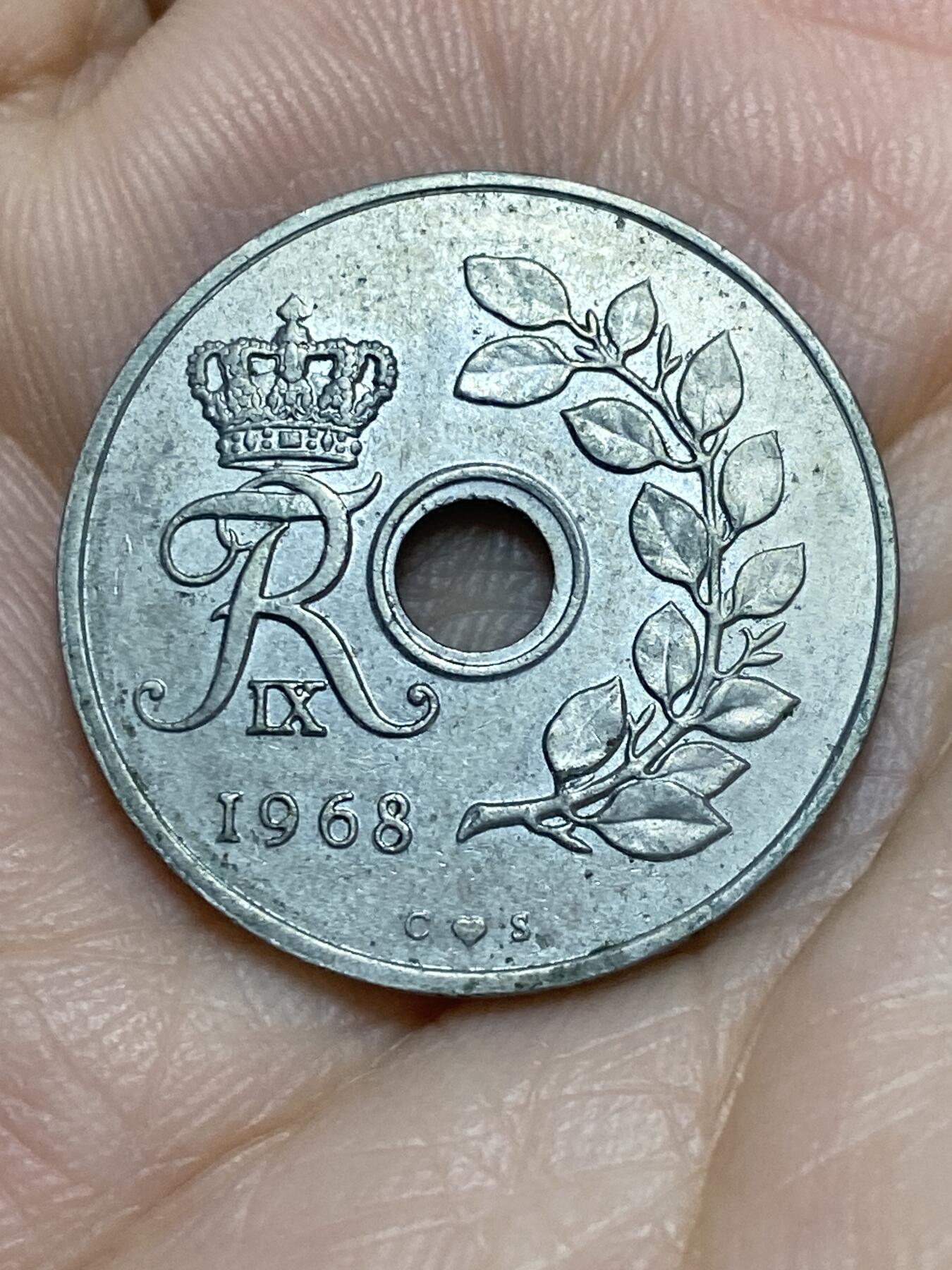 2025年第一百一十六场(总第一百四十二场）外国好品散币(免佣金) 丹麦🇩🇰1968年25欧尔(弗雷德里克九世时期，C; S版)