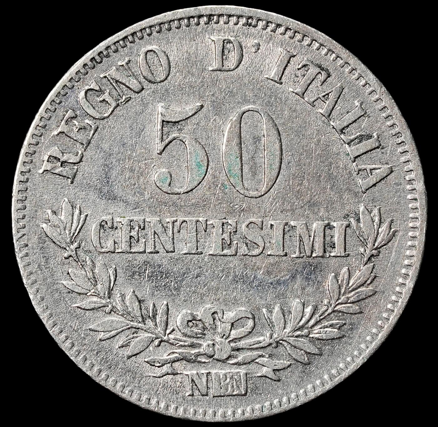 修遠堂世界钱币第九十期 1863年意大利50分小银币