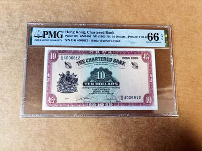 【Blue Auction】世界纸币精拍第741期——18级TOP拍卖/信誉/品质/专业/高效💫 - 香港 渣打 1962-70年1元 红钥匙 PMG66EPQ