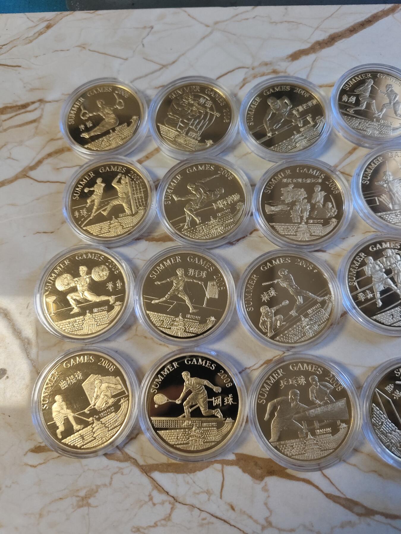 第179期拍卖【长期征集拍品】 2008朝鲜发行纪念北京奥运会28个体育项目28枚大全套，含四枚错币