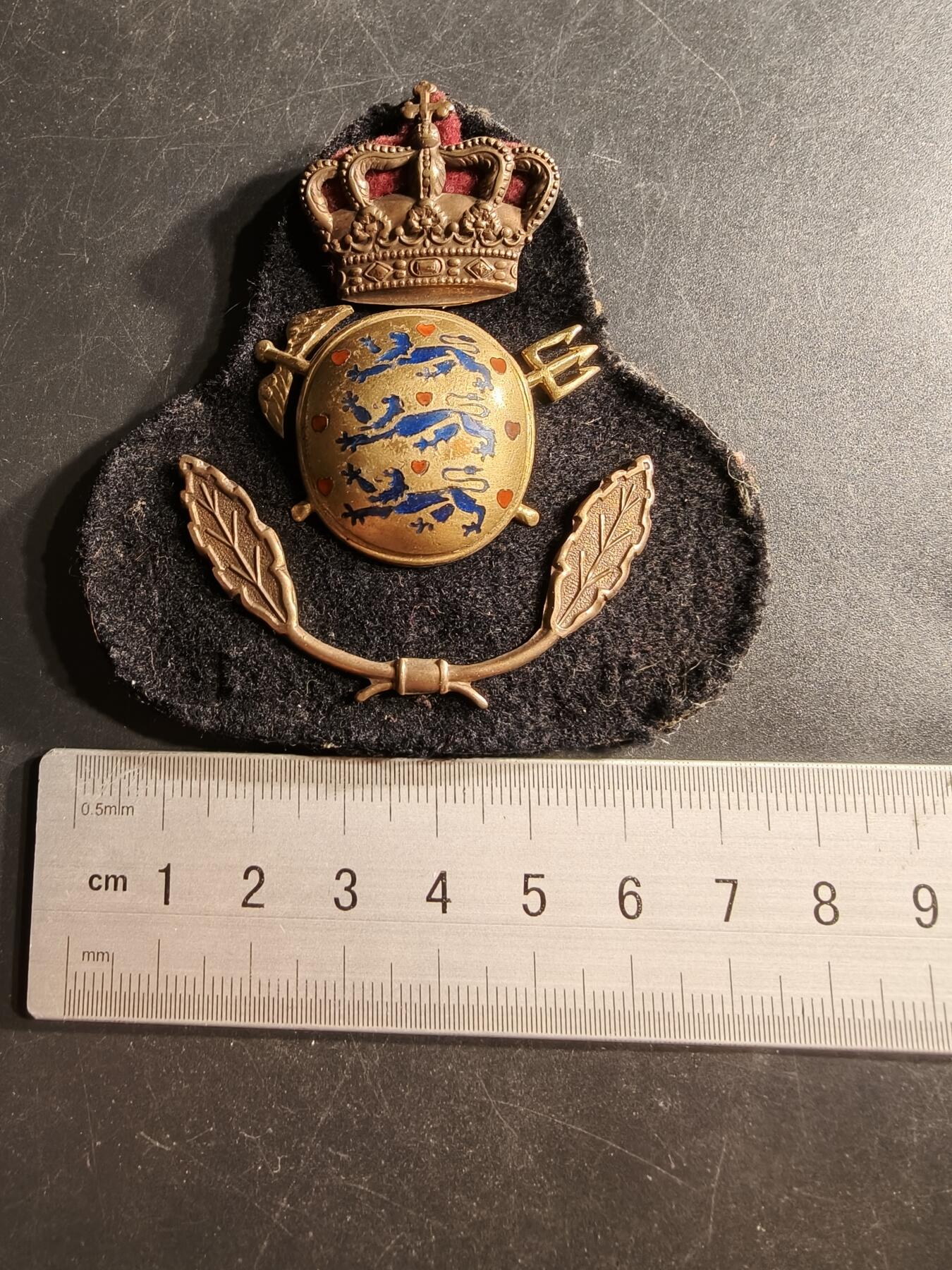 老王徽章第158期 丹麦海关礼服帽徽    底衬完整   大尺寸直径75mm