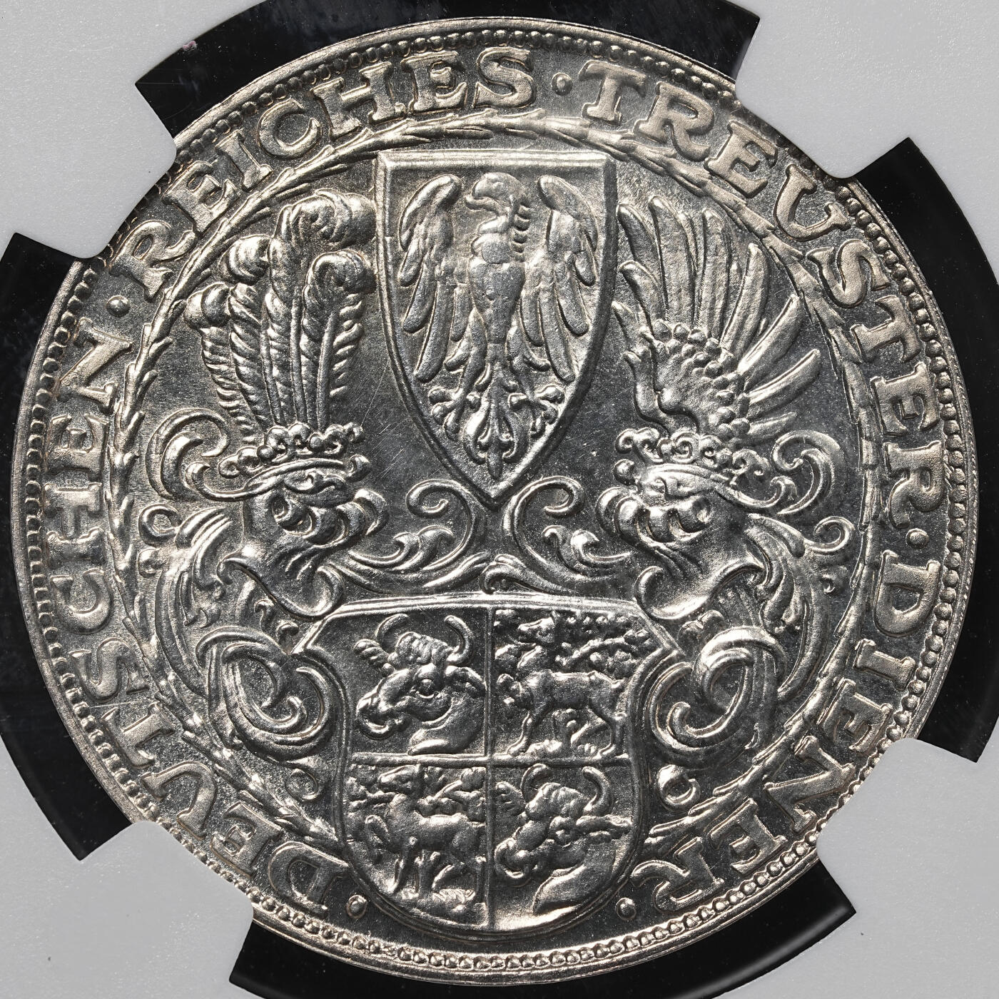 修遠堂世界钱币第九十期 NGC MS62 1927年德国-兴登堡80大寿纪念银币章 五马克型