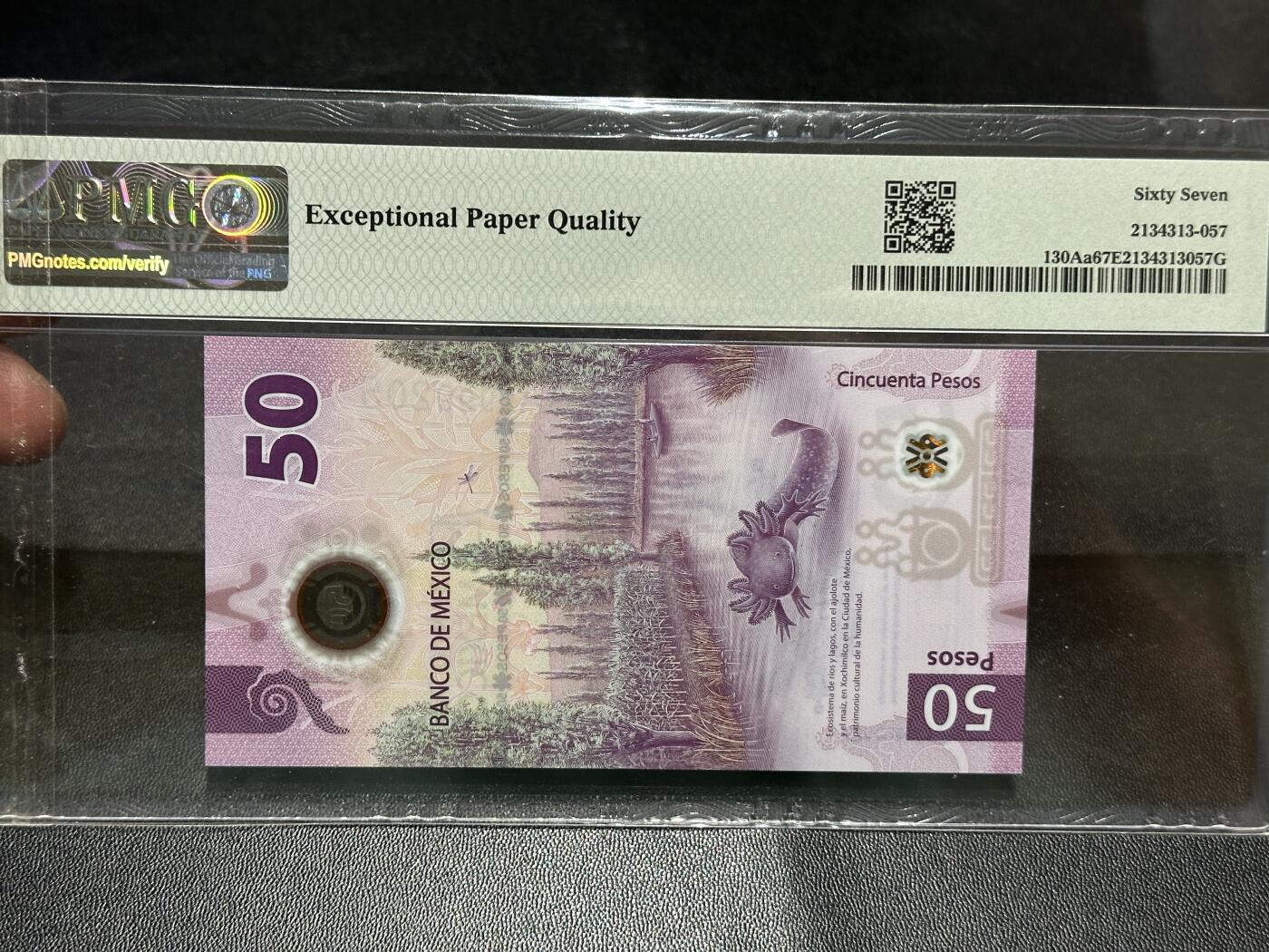 《外钞收藏家》第五百七十八期（热门品种好货场）（本平台长期征集拍品、欢迎藏友们联系合作） 2021年墨西哥50比索 PMG67 AA冠 无47 获奖钞