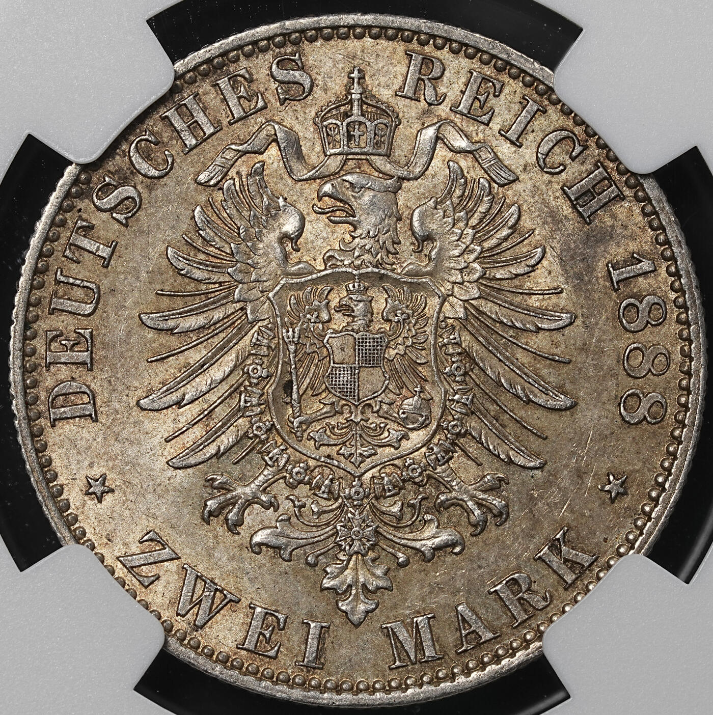 修遠堂世界钱币第九十期 NGC MS62 1888年普鲁士弗里德里希三世2马克银币
