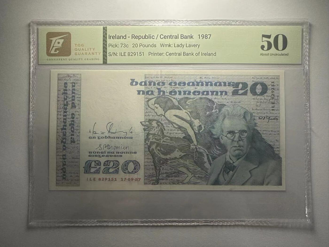 喜羊羊钱币收藏2025第10期(原相机拍摄普惠场) 	爱尔兰	P-73c 1987年20镑		ILE829151		
