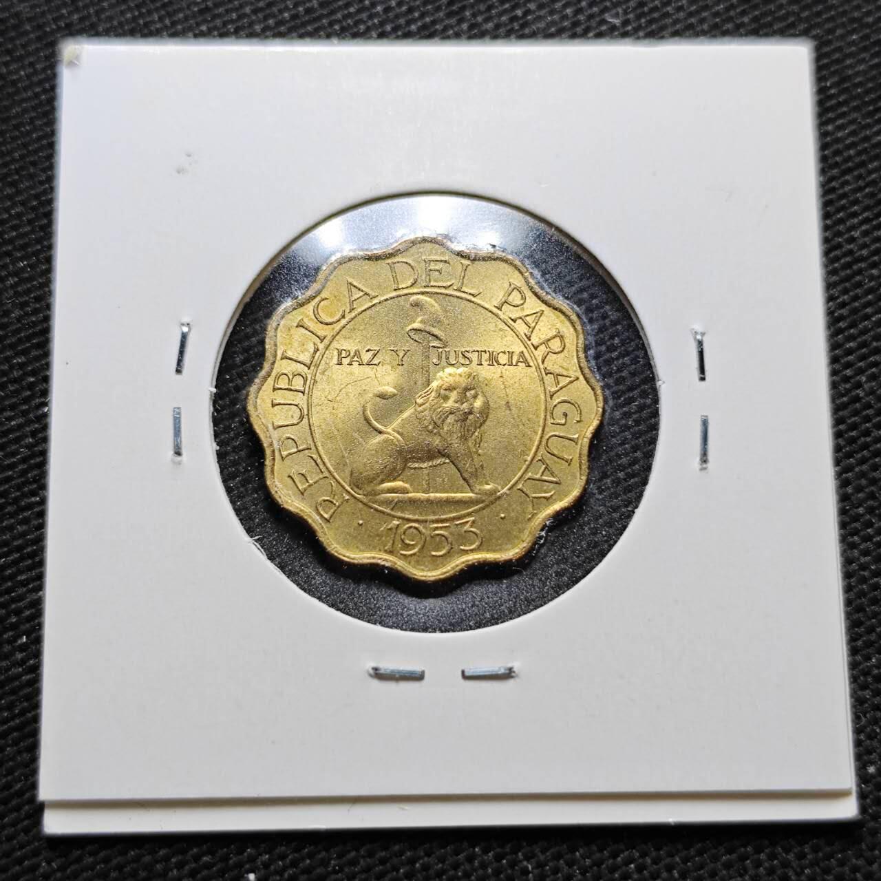 KK钱币收藏小铺  第357场  2月预留时间 周末发货  1953巴拉圭25分 好品铜币