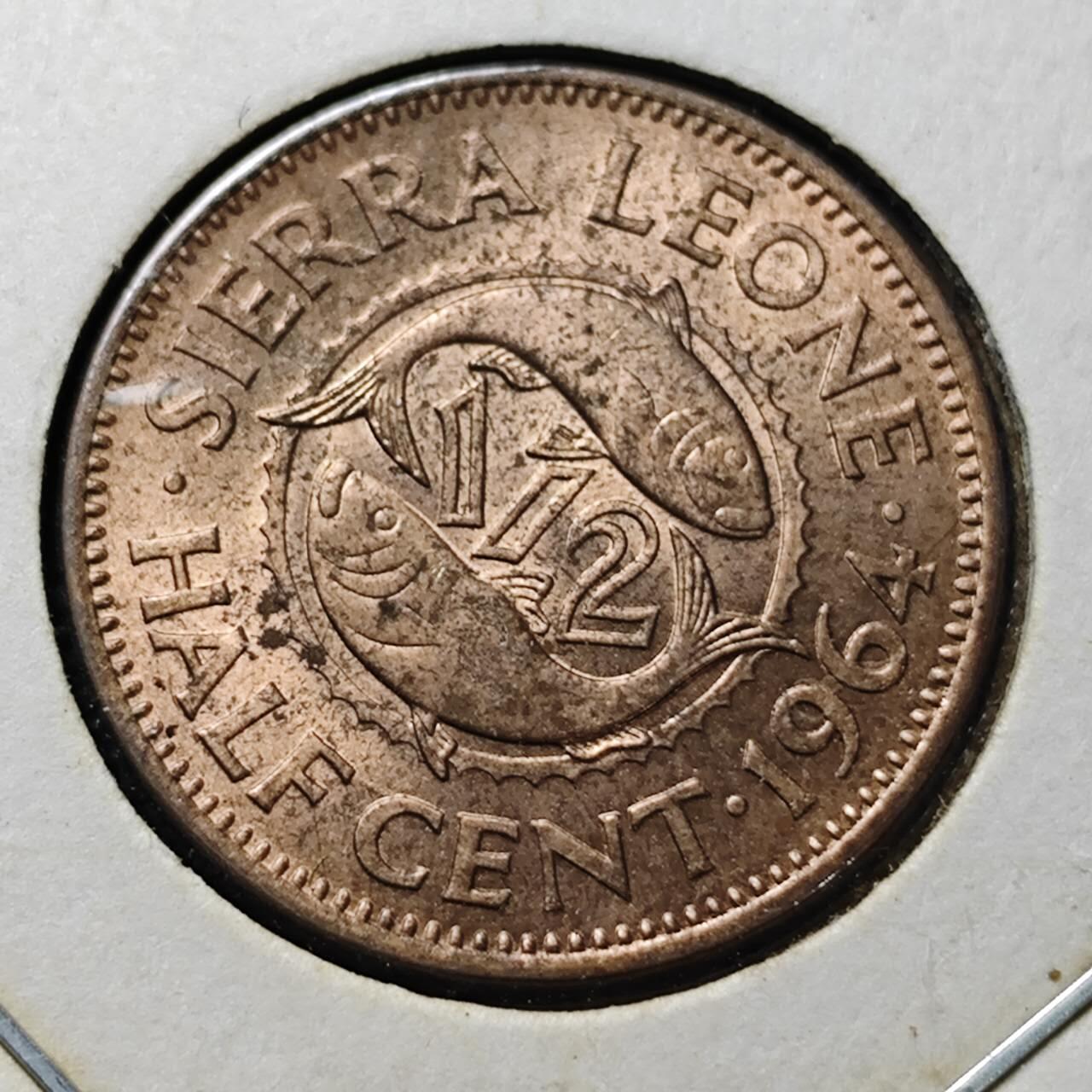 KK钱币收藏小铺  第357场  2月预留时间 周末发货  塞拉利昂0.5分铜币