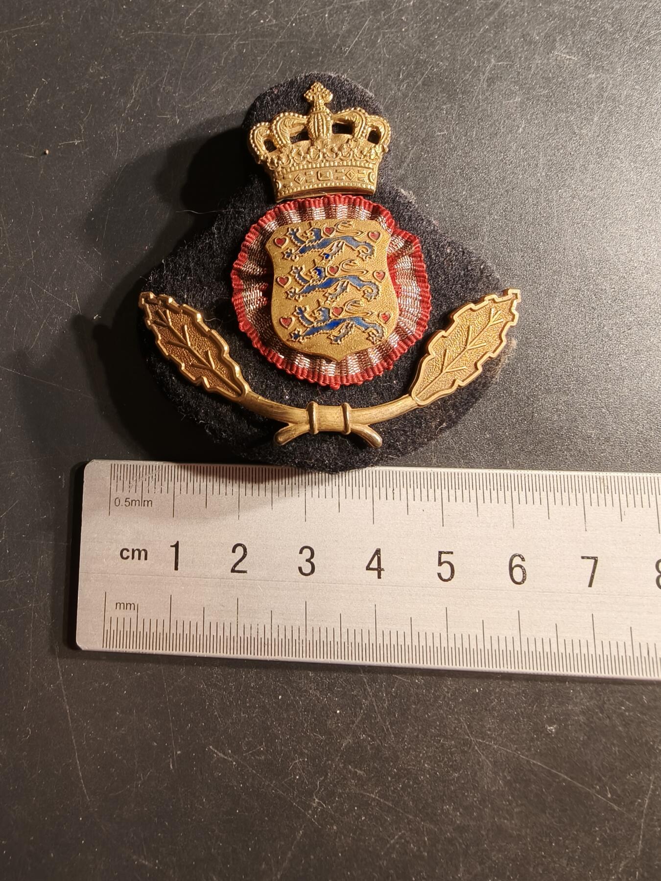 老王徽章第158期 丹麦工兵礼服大帽徽    底衬完整    大尺寸直径65mm