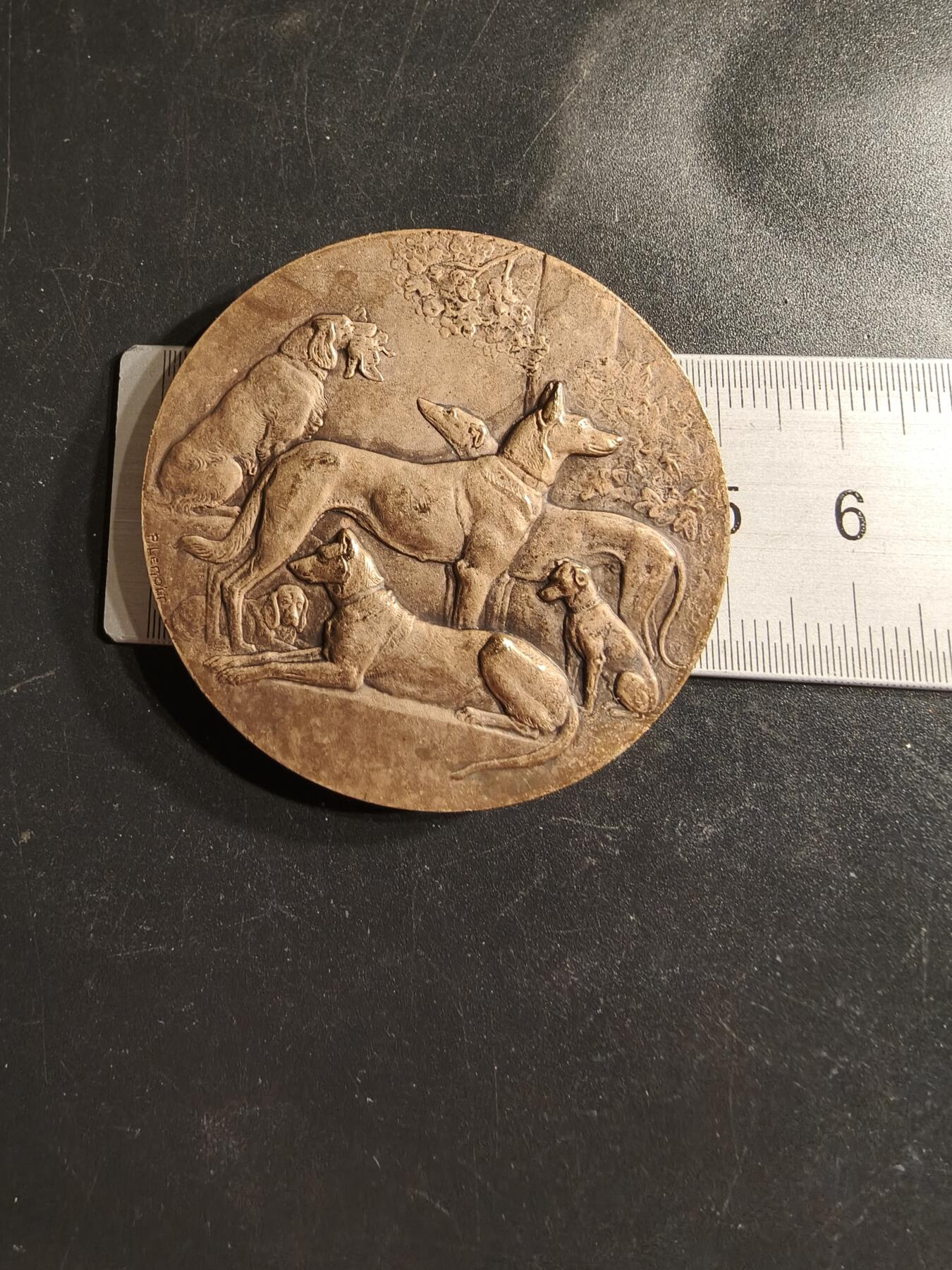 老王徽章第158期 法国宠物犬协会大铜章     直径50mm.    重量56.6g
