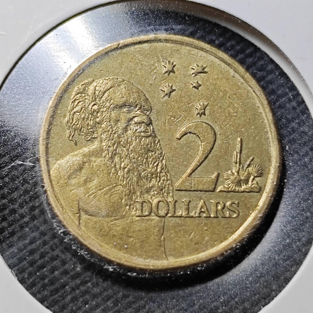 KK钱币收藏小铺  第357场  2月预留时间 周末发货 2002澳大利亚土著人2元 