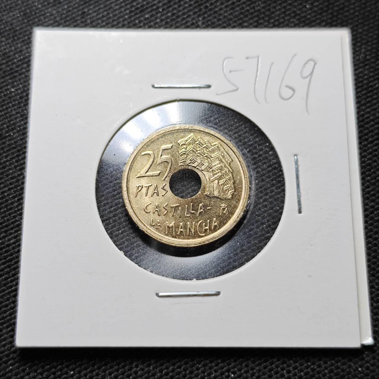 KK钱币收藏小铺  第357场  2月预留时间 周末发货  1996西班牙25比塞塔纪念币 末年