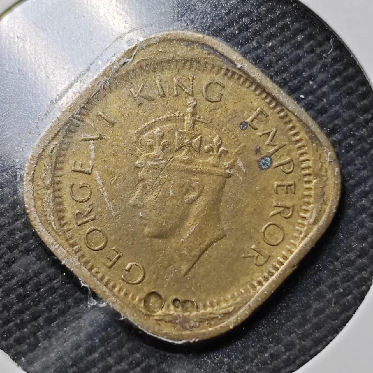 KK钱币收藏小铺  第357场  2月预留时间 周末发货  1944英属印度1/2安娜铜币