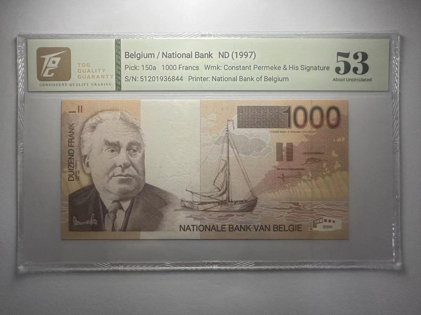 喜羊羊钱币收藏2025第10期(原相机拍摄普惠场) 	比利时	P-150 1997年1000法郎			53				51201936844		