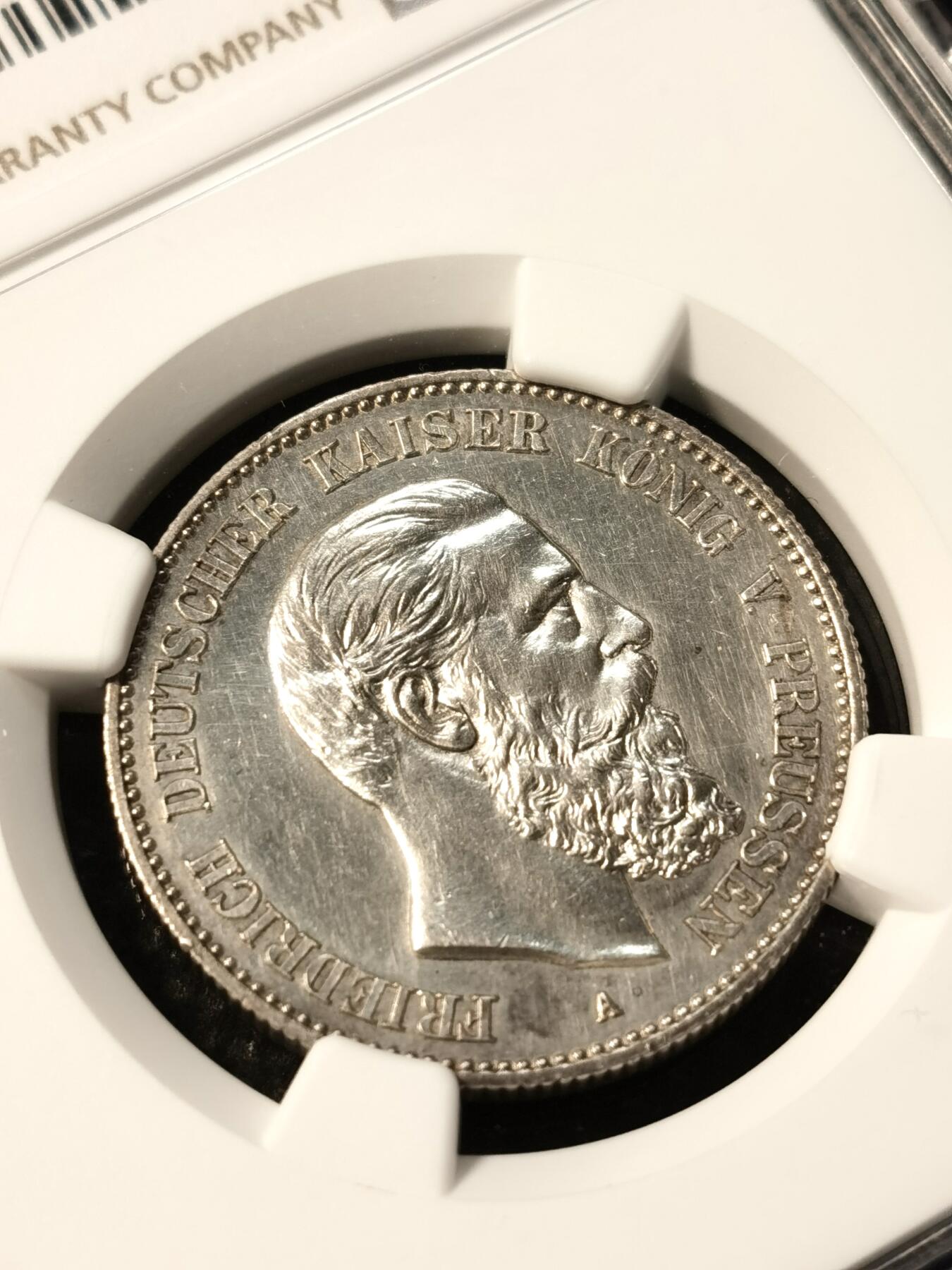 甄臻铺-世界币章拍卖（第36期），送拍享返佣金等优惠多多 NGC- UNCD 1888A 普鲁士德国 弗里德里希三世2马克银币
