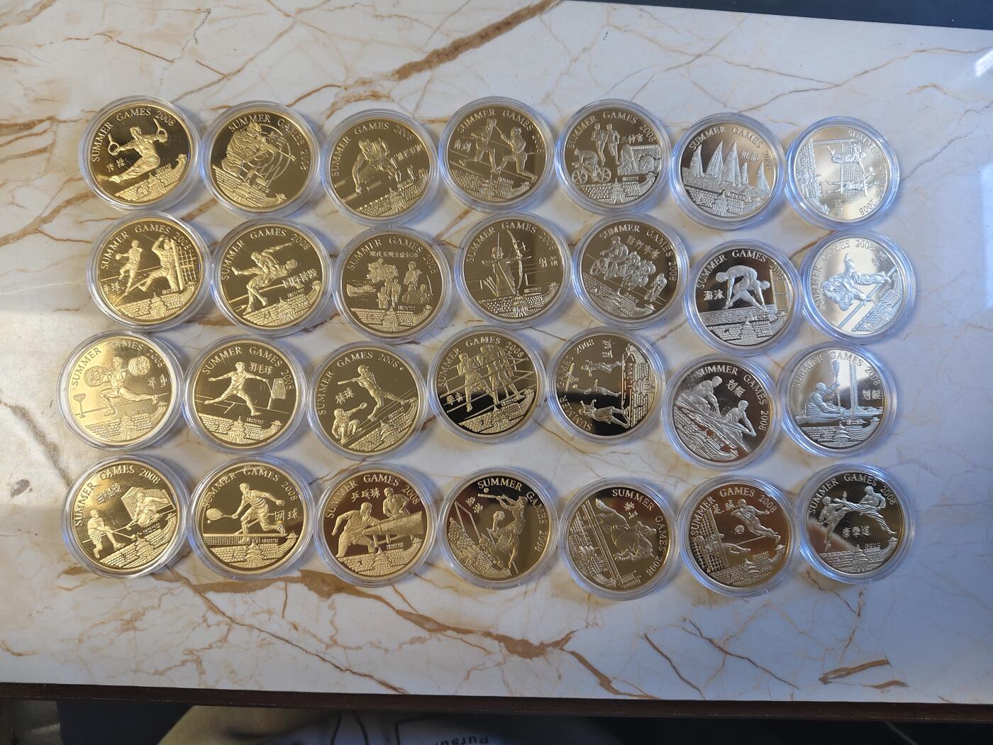 第179期拍卖【长期征集拍品】 2008朝鲜发行纪念北京奥运会28个体育项目28枚大全套，含四枚错币