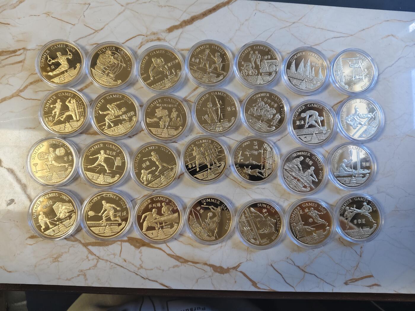 第179期拍卖【长期征集拍品】 2008朝鲜发行纪念北京奥运会28个体育项目28枚大全套，含四枚错币