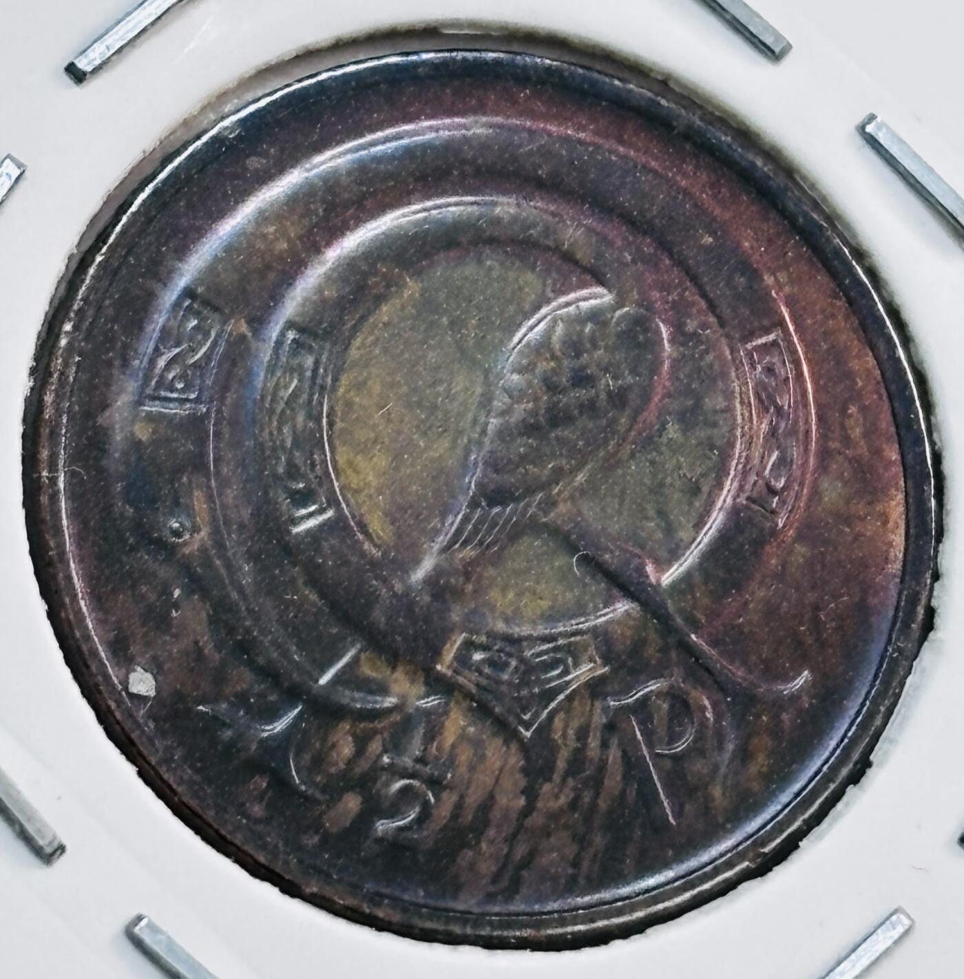 文馨钱币收藏第 277 场，熊猫金币，银币，老藏家日本明治时代到昭和时代全时期专场（特年非常多），长期接收代拍品 带彩 1980 年爱尔兰 1 /2 便士，共和国时期