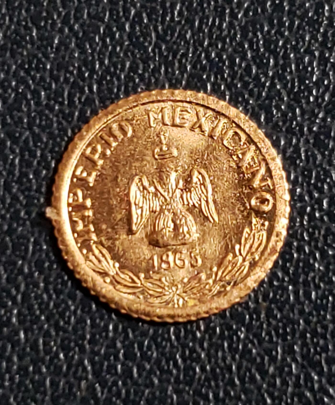 墨西哥1865年1/4比索金币（小金币大约0.4g左右 9成金）