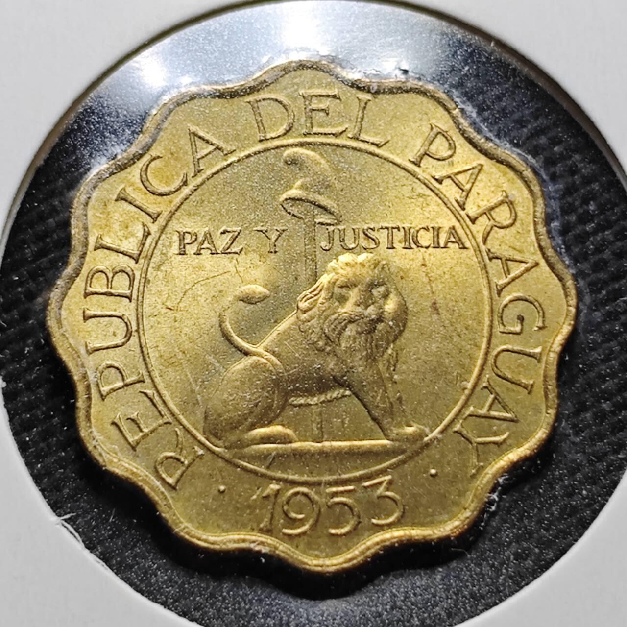 KK钱币收藏小铺  第357场  2月预留时间 周末发货  1953巴拉圭25分 好品铜币